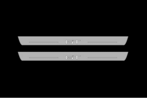 Illuminated LED Door Sill Tread Plates Mustang Mach-E with GT logo Ford Led Door Sills opdesign