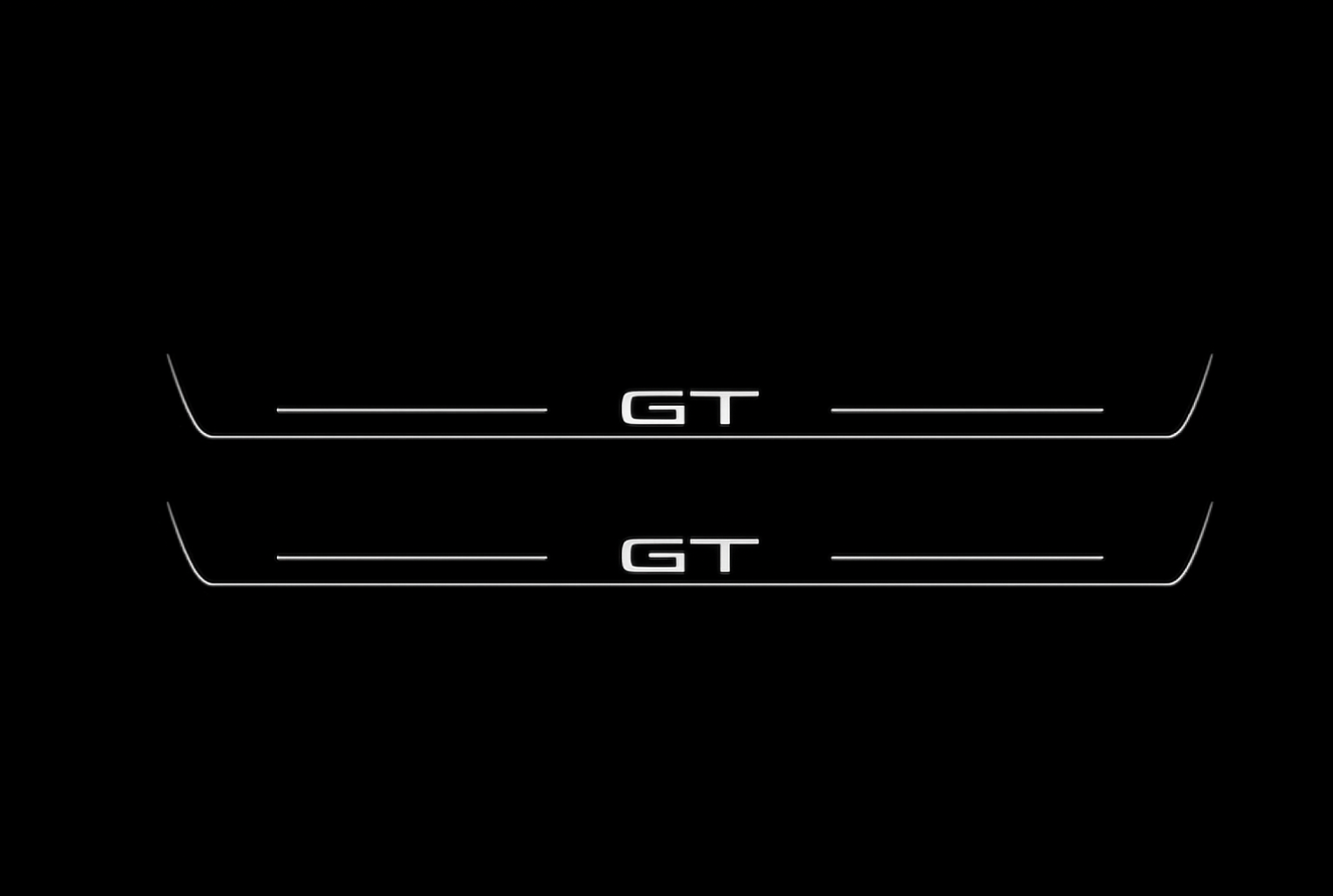 Illuminated LED Door Sill Tread Plates Mustang Mach-E with GT logo Ford Led Door Sills opdesign