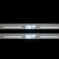 Illuminated LED Door Sill Tread Plates Mustang Mach-E with GT logo Ford Led Door Sills opdesign