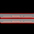 Illuminated LED Door Sill Tread Plates Tesla Model Y 2020+ With Model Y Logo Tesla Led Door Sills opdesign