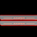 Illuminated LED Door Sill Tread Plates Tesla Model Y Juniper 2025+ With Juniper Logo Tesla Led Door Sills opdesign