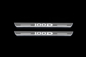 Illuminated LED Door Sill Tread Plates Tesla Model S 2012+ With 100D Logo Tesla Led Door Sills decoinfabric