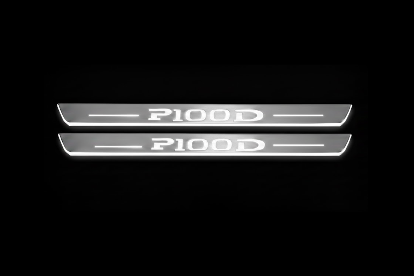 stainless steel LED door sill plates with Tesla Model S 2012+ with P100D logo