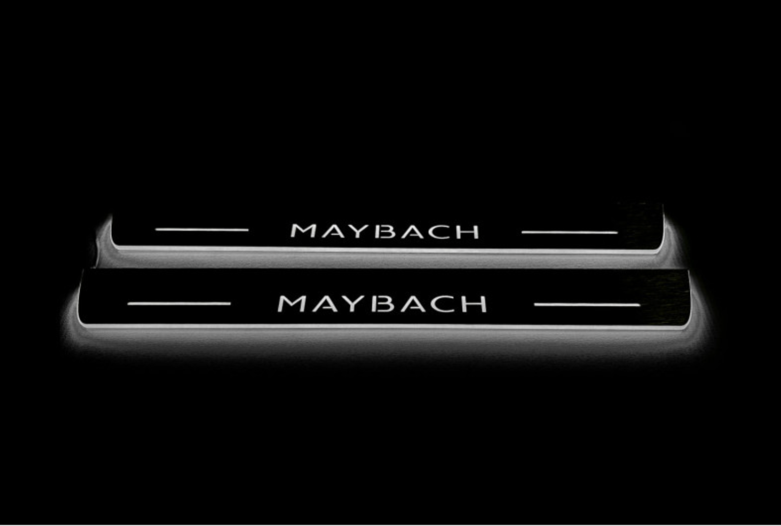 Illuminated LED Door Sill Tread Plates Mercedes GLS II 2019+ With Maybach Logo Mercedes Led Door Sills opdesign