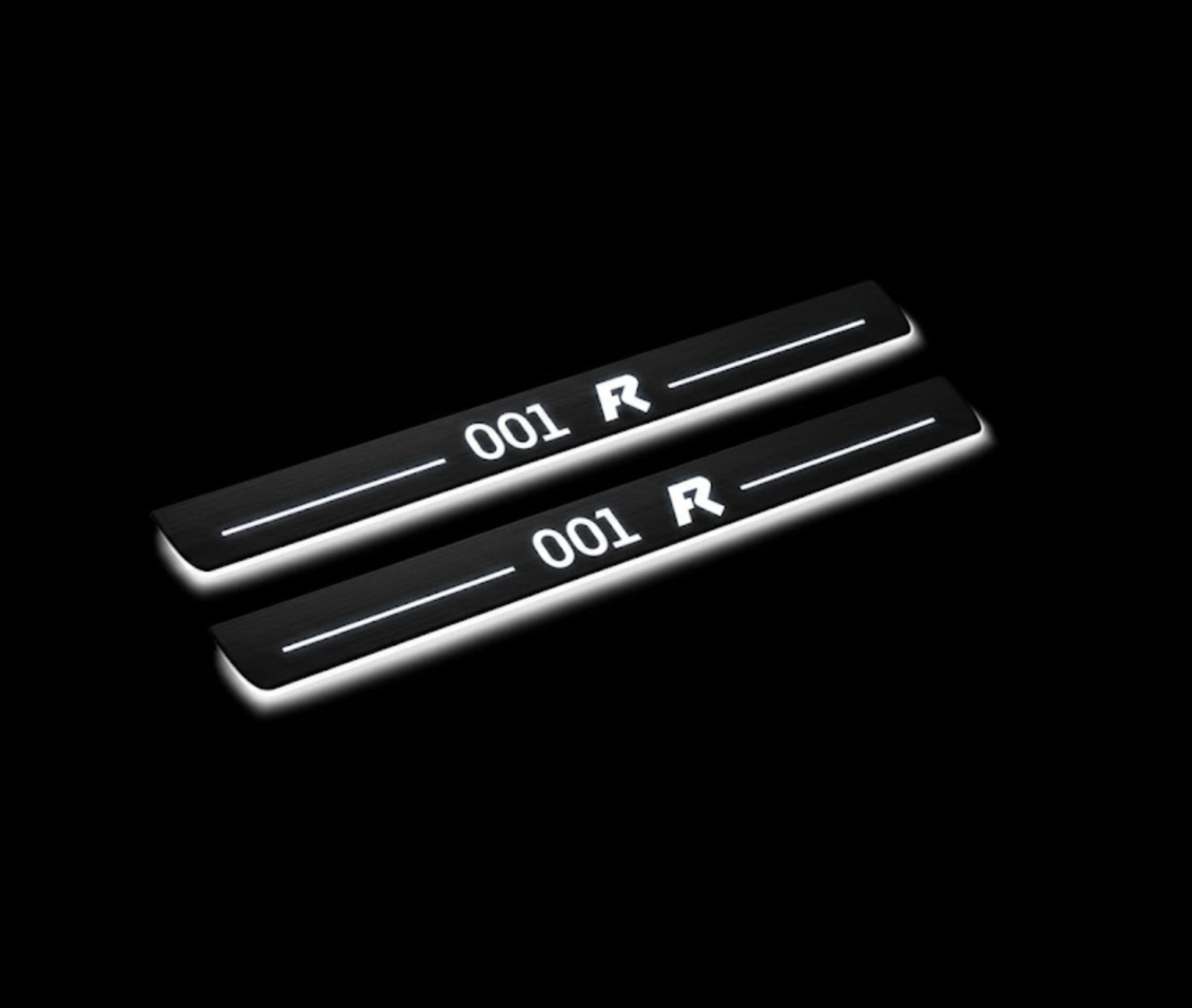 Zeekr 001 FR 2023+ door sill plates in stainless steel with 001 FR logo
