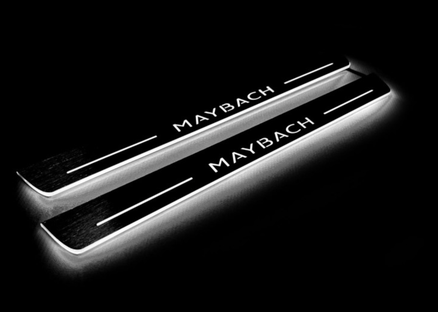 Illuminated LED Door Sills – Tread Plates Mercedes S-Class W222 2013-2020 With Maybach Logo LED Illuminated Mercedes Led Door Sills opdesign