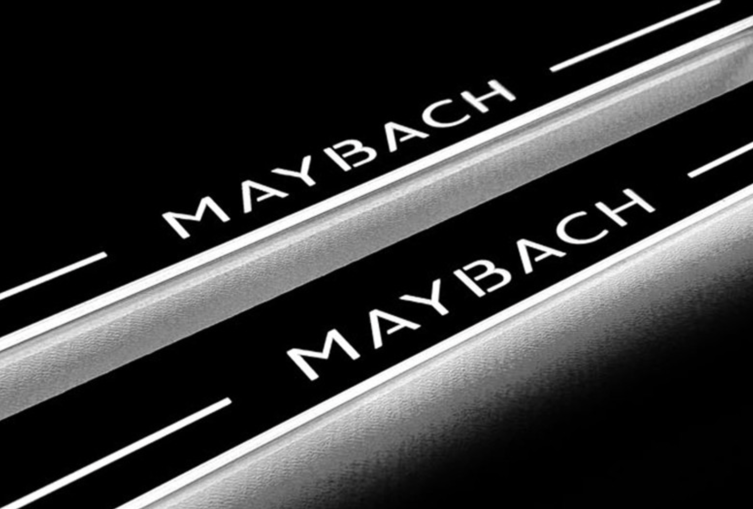 Illuminated LED Door Sills – Tread Plates Mercedes S-Class W222 2013-2020 With Maybach Logo LED Illuminated Mercedes Led Door Sills opdesign
