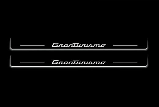Maserati GranTurismo Coupe M145 2007–2019 — Stainless LED Door Sills — GranTurismo Logo