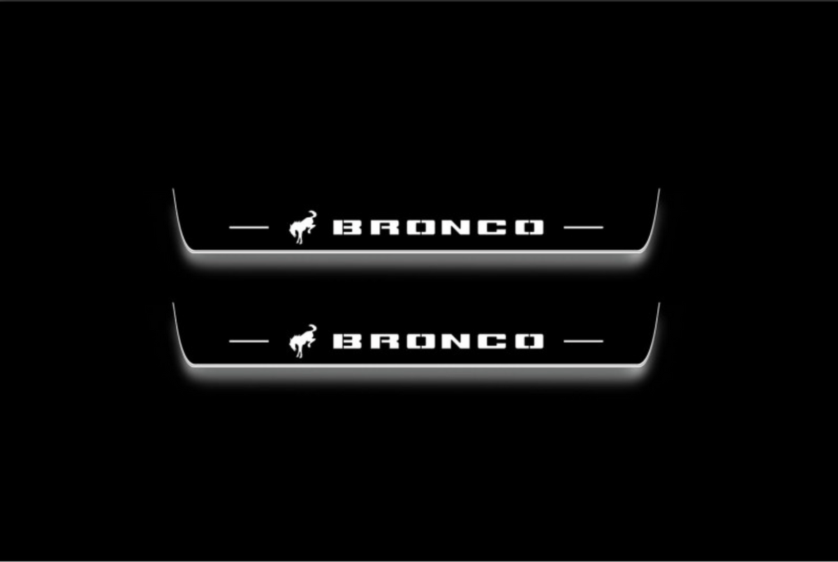 Ford Bronco 2021+ LED door sill plates stainless steel with Bronco logo