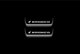 Ford Bronco 2021+ LED door sill plates in stainless steel with Bronco logo