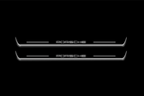 Porsche Cayenne III 2017+ LED door sill plates in stainless steel with Porsche logo