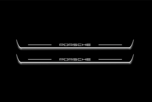 Porsche Cayenne III 2017+ LED Door Sills Illuminated Scuff Porsche Logo Stainless Steel Entry Guards Door Sills Decoin