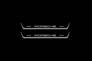 Porsche Cayenne III 2017+ LED Door Sills Illuminated Scuff Porsche Logo Stainless Steel Entry Guards Door Sills Decoin