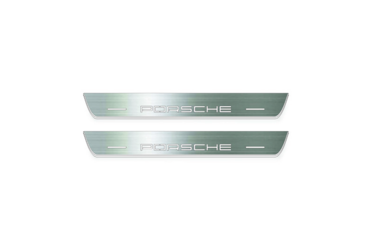 Porsche Cayenne III 2017+ door sill plates in stainless steel with Porsche logo