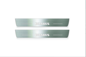 stainless steel LED door sill plates for Mercedes E W213 2016+ with Brabus logo