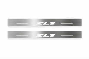 Chevrolet Camaro VI 2016+ door sill plates in stainless steel with Camaro ZL1 logo