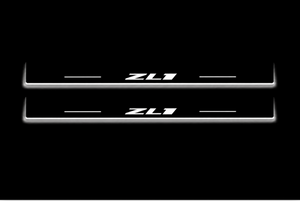 Chevrolet Camaro VI 2016+ door sill plates in stainless steel with Camaro ZL1 logo
