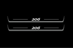 Peugeot 206 1996-2006 LED Door Sills Illuminated Scuff 206 Logo Stainless Steel Entry Guards
