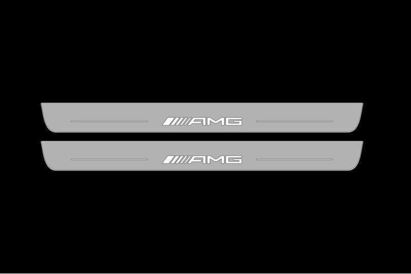 Illuminated LED Door Sill Tread Plates Mercedes E W212 Coupe (C207) 2009-2017 With Mercedes-Benz Logo Mercedes Led Door Sills opdesign