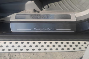 Illuminated LED Door Sill Tread Plates Mercedes GL X164 2006-2012 With Mercedes-Benz Logo Mercedes Led Door Sills opdesign