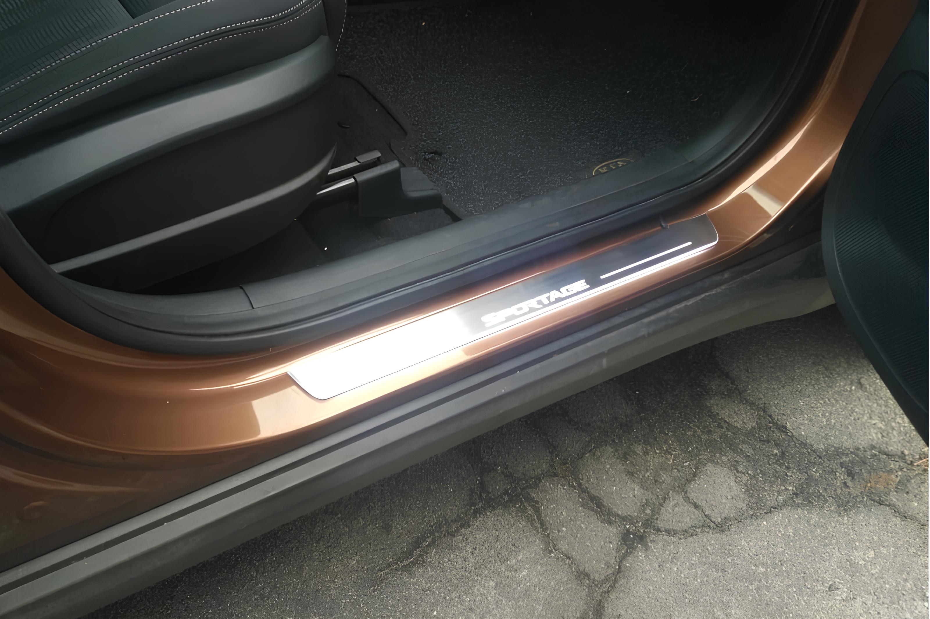 Illuminated LED Door Sill Tread Plates Kia Sportage IV 2015-2022 With Sportage Logo KIA Led Door Sills opdesign