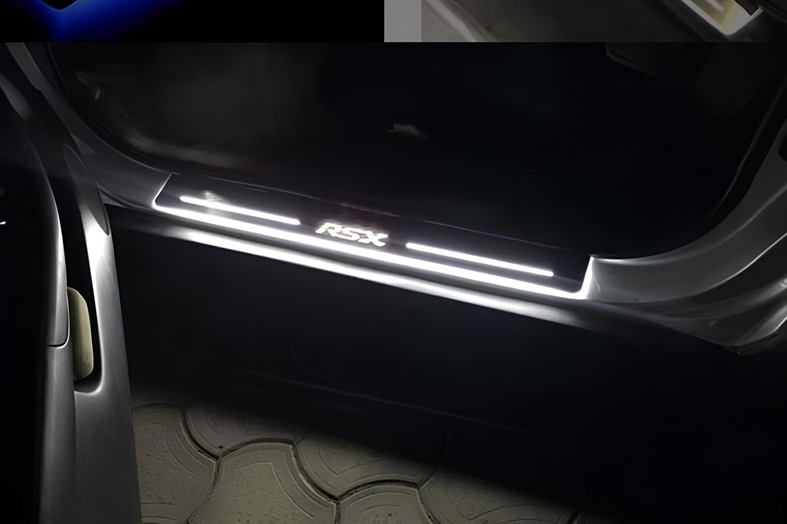 Acura RSX 2002+ stainless steel LED door sill plates with RSX logo