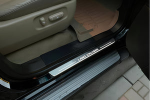 Illuminated LED Door Sill Tread Plates Toyota LC 200 2007-2021 With Land Cruiser Logo (type 1) Toyota Led Door Sills opdesign
