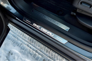 Illuminated LED Door Sill Tread Plates GMC Terrain II 2018+ With GMC DENALI Logo GMC Led Door Sills opdesign