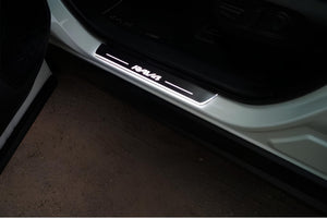 Illuminated LED Door Sill Tread Plates Toyota Rav4 IV 2013-2018 With Rav4 Logo Toyota Led Door Sills opdesign