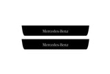 stainless steel illuminated door sill protectors with Mercedes E W213 2016+ with Mercedes-Benz logo