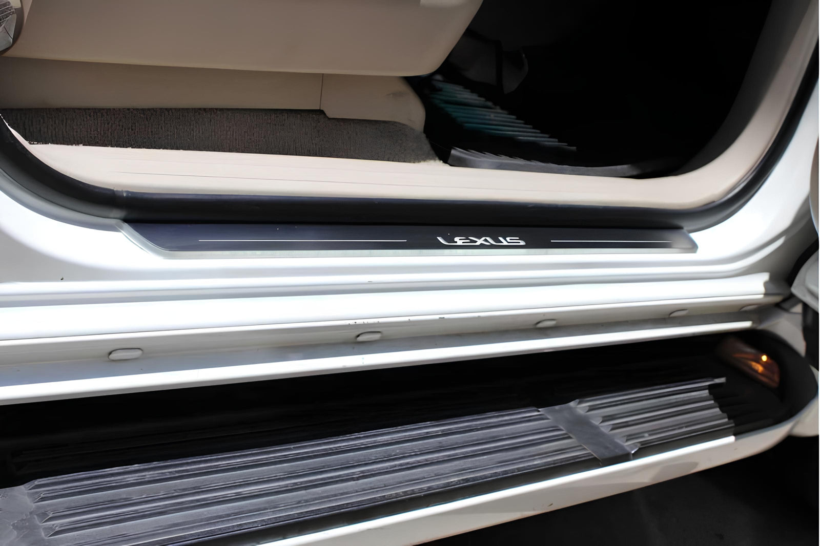 Lexus GX I 2002+ LED door sill plates stainless steel with Lexus logo
