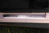 Dacia Duster I 2010+ door sill plates in stainless steel with Duster logo
