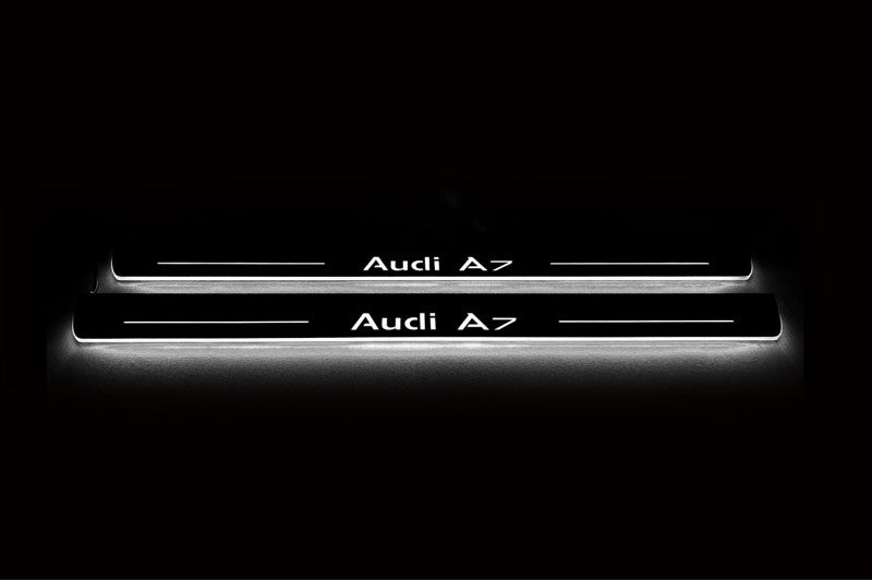 LED door sill plates for Audi A7 C7 2010+ stainless steel with Audi A7 logo