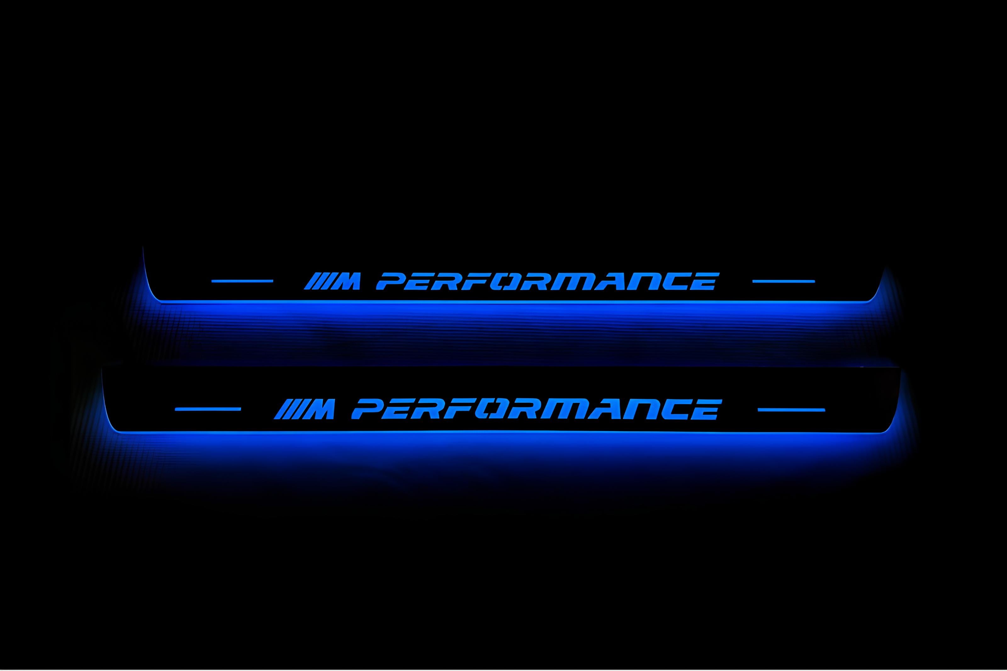 Illuminated LED Door Sill Tread Plates BMW X6 F16 2015-2019 With M Perfomance Logo BMW Led Door Sills opdesign