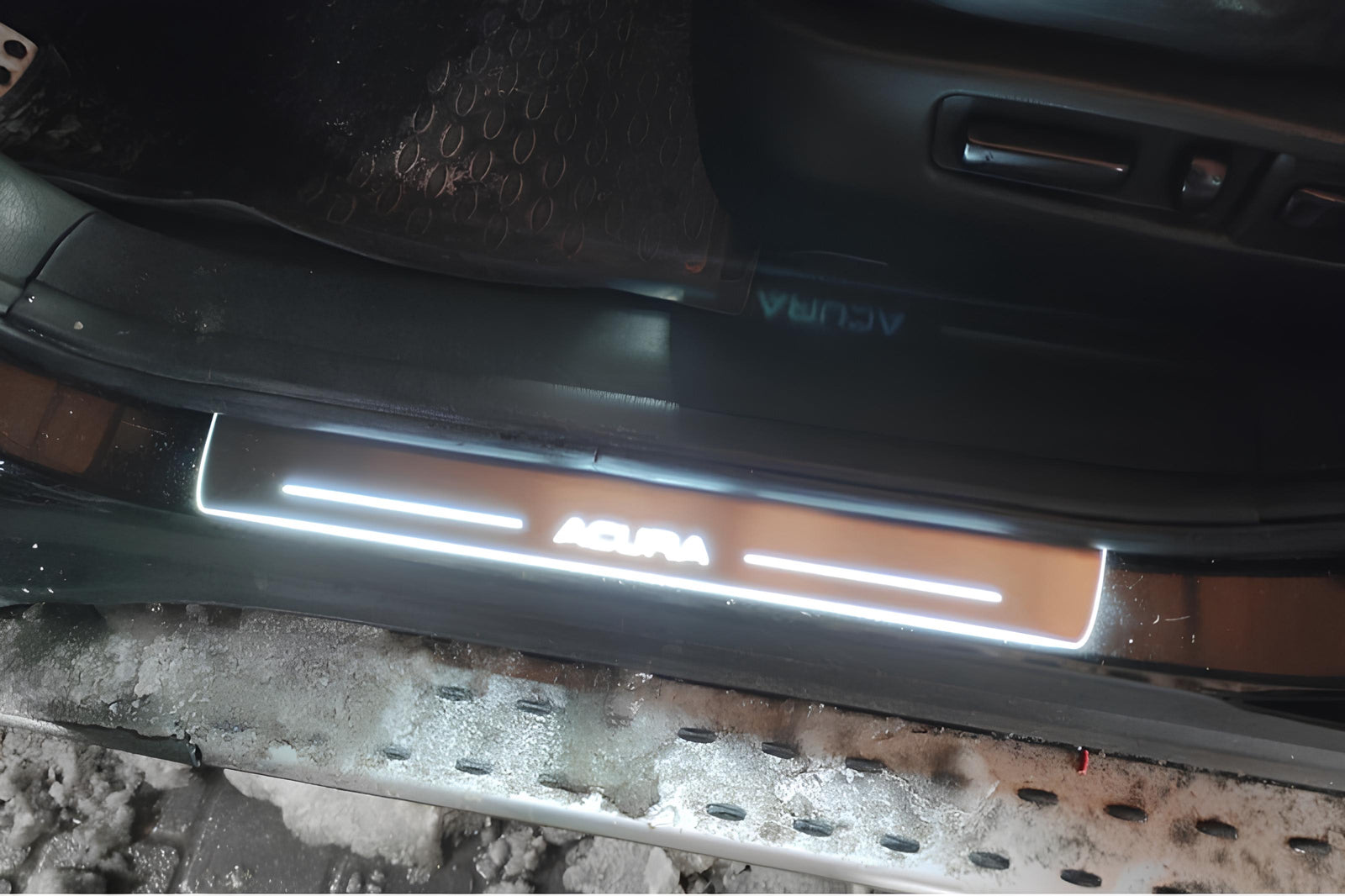 Acura MDX II 2006+ stainless steel LED door sill plates with Acura logo