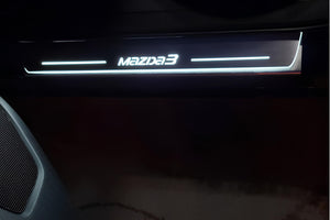 Illuminated LED Door Sill Tread Plates Mazda 3 III 2013-2019 With Mazda 3 Logo Mazda Led Door Sills opdesign