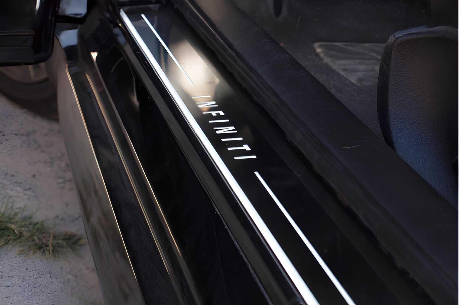 LED door sill plates stainless steel Infiniti G 4D 2007+ with Infiniti logo