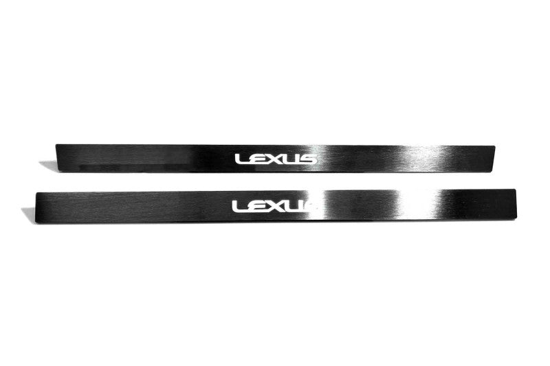 LED door sill plates for Lexus RX II XU30 2003+ stainless steel with Lexus logo