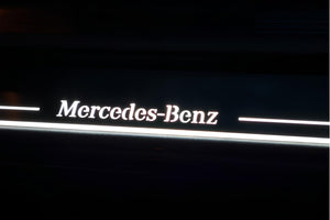 Illuminated LED Door Sill Tread Plates Mercedes GL X164 2006-2012 With Mercedes-Benz Logo Mercedes Led Door Sills opdesign