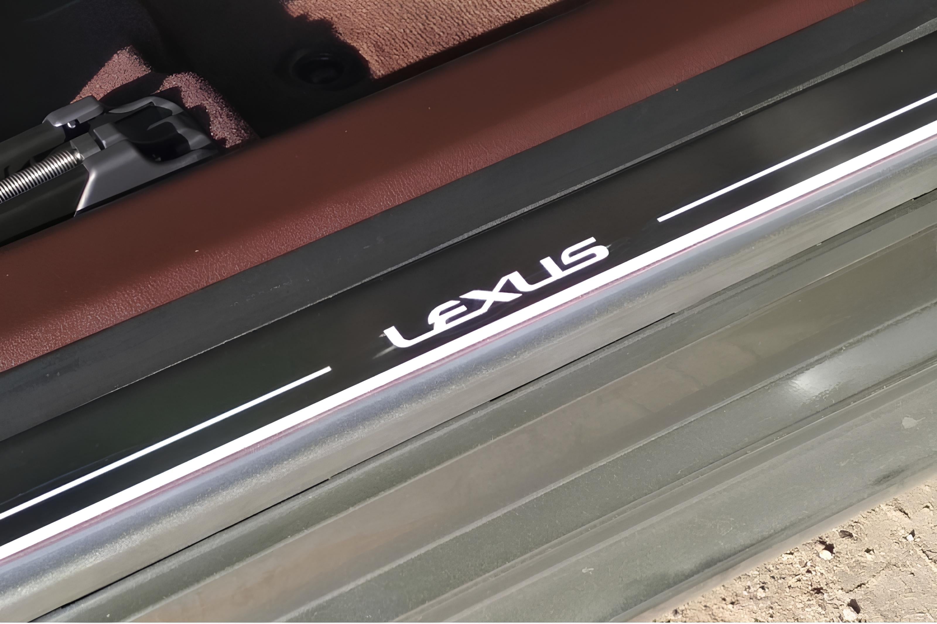 Illuminated LED Door Sill Tread Plates Lexus IS III 2013-2020 With Lexus Logo Lexus Led Door Sills opdesign