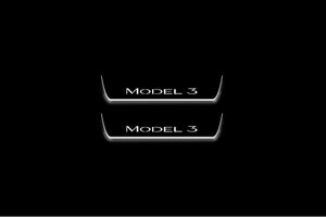 Tesla Model 3 2017+ Stainless Steel LED Door Sills – Model 3 Logo