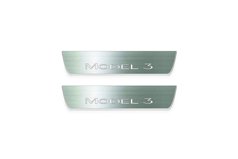 Tesla Model 3 2017+ Stainless Steel LED Door Sills – Model 3 Logo