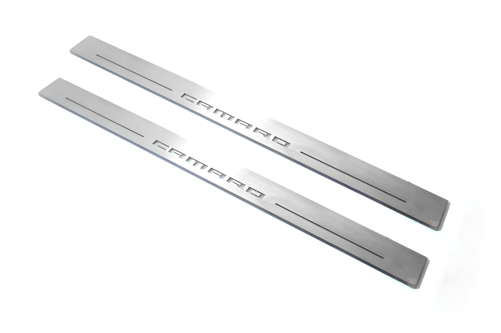 stainless steel LED door sill plates for Chevrolet Camaro VI 2016+ with Camaro logo