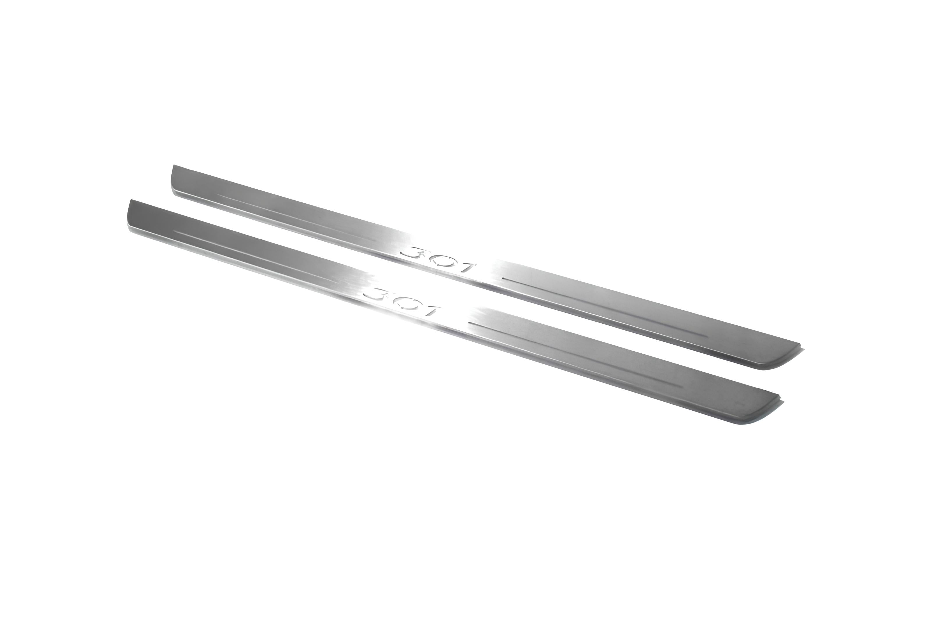Illuminated LED Door Sill Tread Plates Peugeot 301 2012+ With 301 Logo Peugeot Led Door Sills opdesign