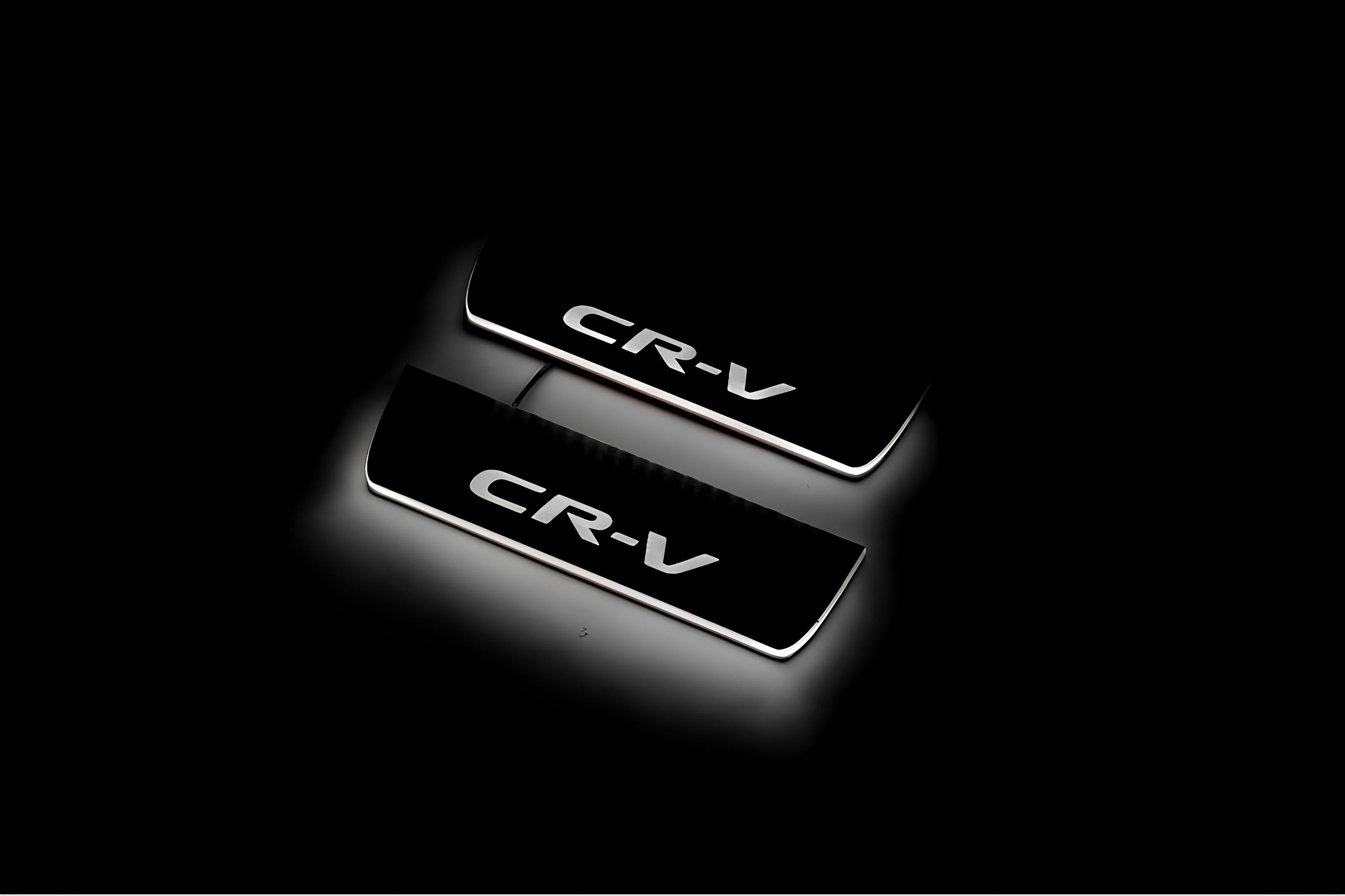 Illuminated LED Door Sill Tread Plates Honda CR-V V 2017-2023 With CR-V Logo Honda Led Door Sills opdesign