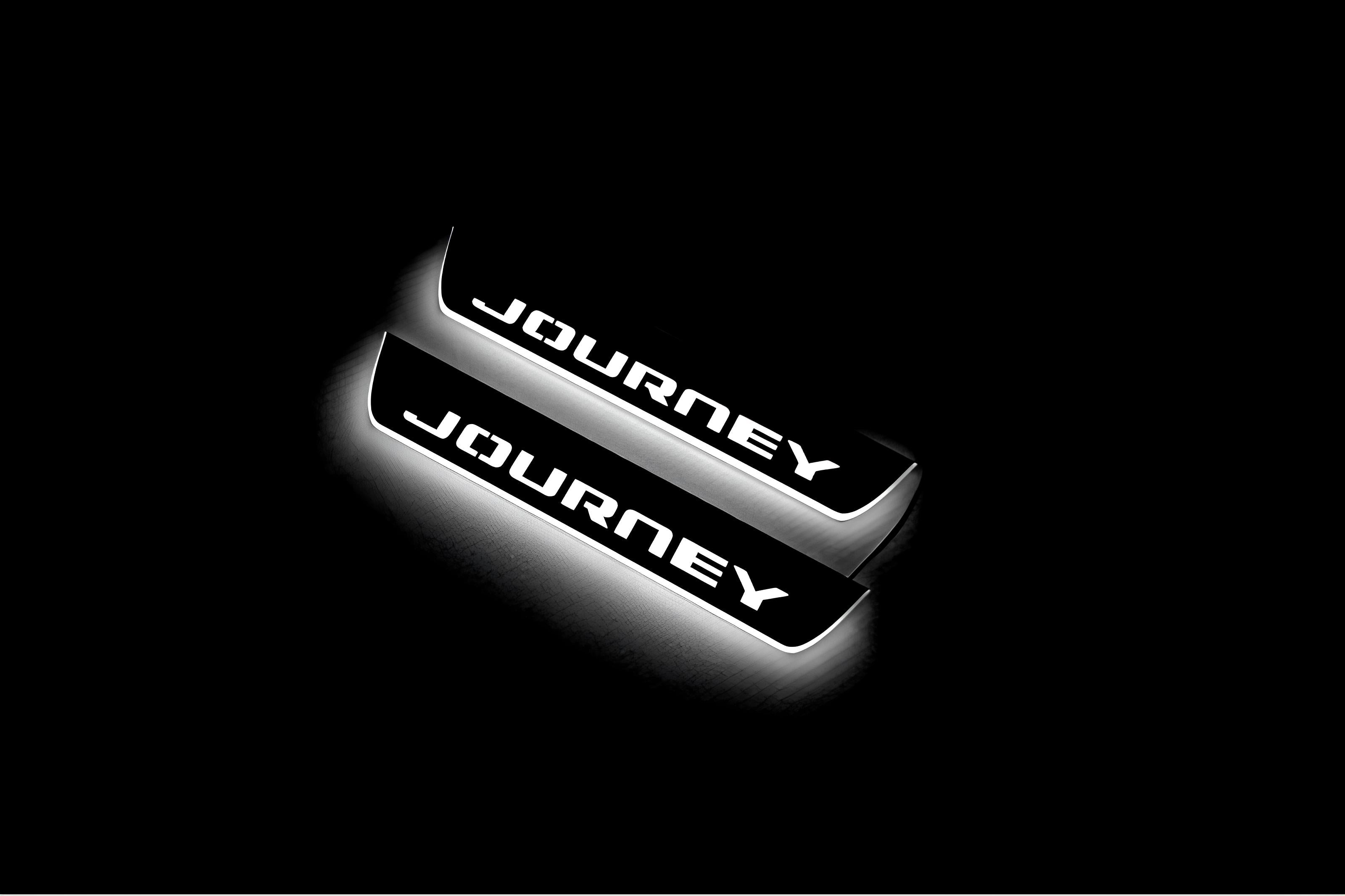 Illuminated LED Door Sill Tread Plates Dodge Journey 2009-2020 With Journey Logo Dodge Led Door Sills opdesign