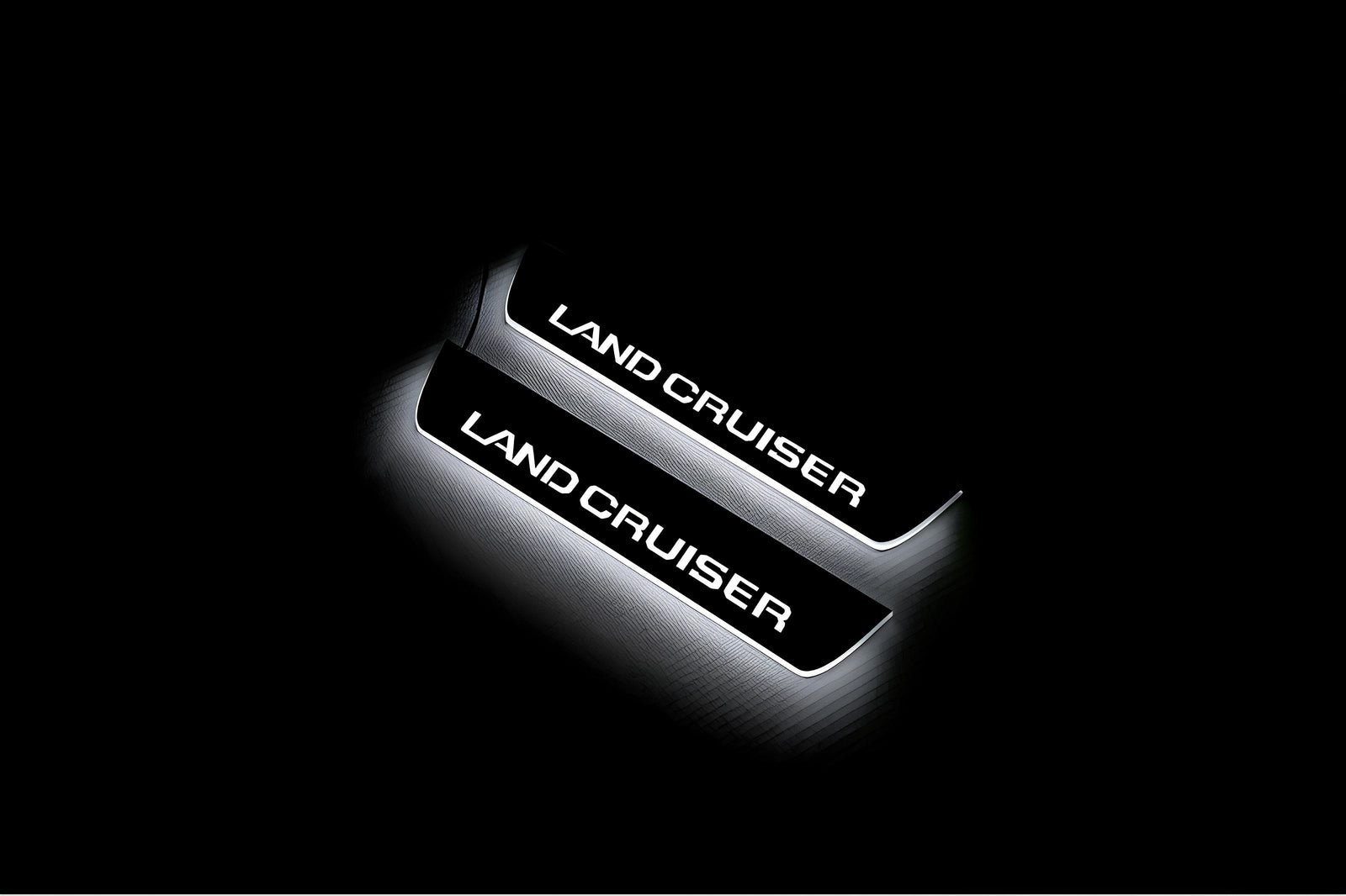 Toyota Prado 250 2023+ LED door sill plates stainless steel with Land Cruiser logo