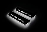 Toyota Rav4 VI XA60 2025-2026 entry guards in stainless steel with Rav4 logo