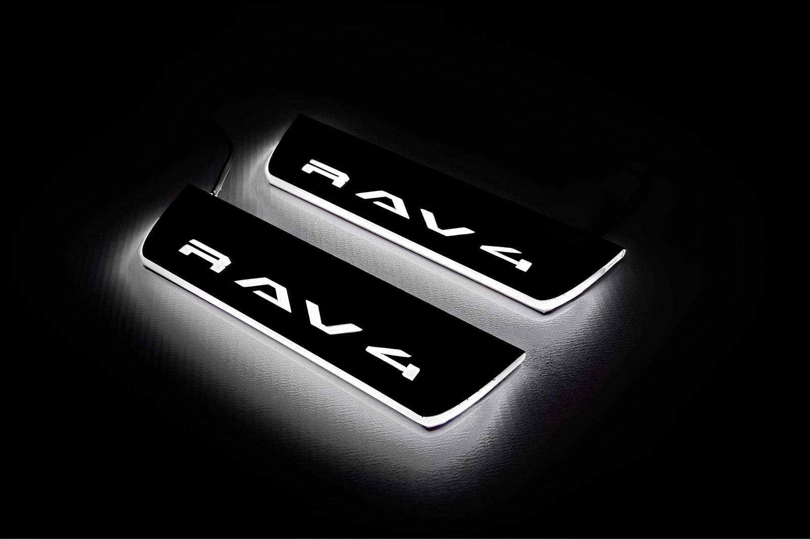 Toyota Rav4 VI XA60 2025-2026 entry guards in stainless steel with Rav4 logo