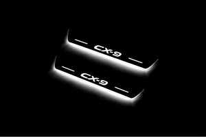 Illuminated LED Door Sill Tread Plates Mazda II 2016+ With CX-9 Logo Mazda Led Door Sills opdesign